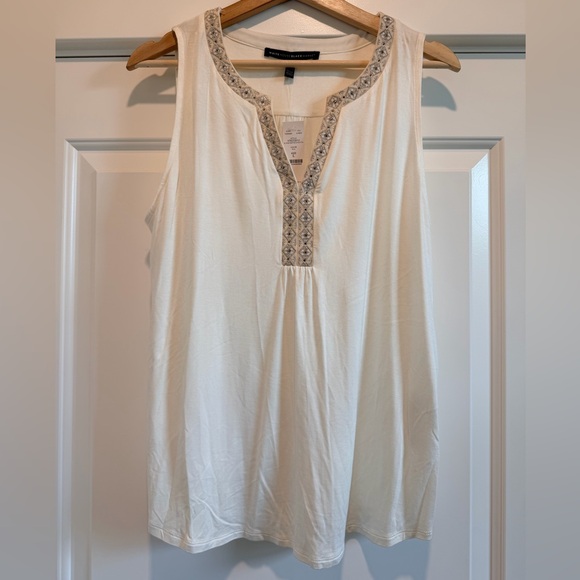 White House Black Market Tops - White House Black Market Ivory Embellished Sleeveless Top